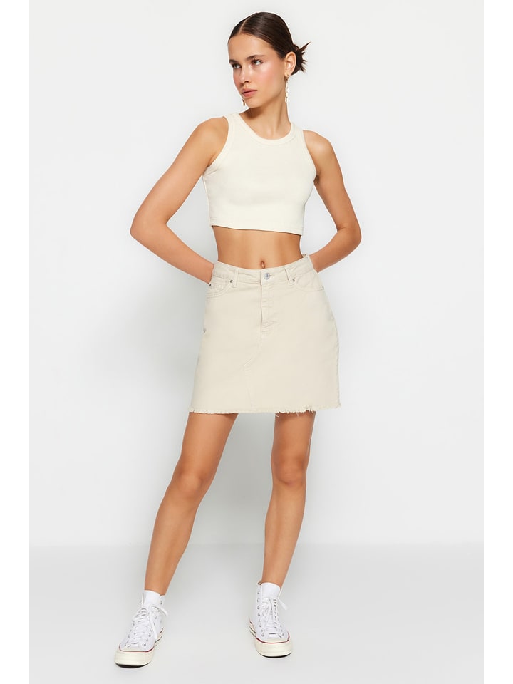 trendyol Spódnica dżinsowa w kolorze kremowym rozmiar: 36