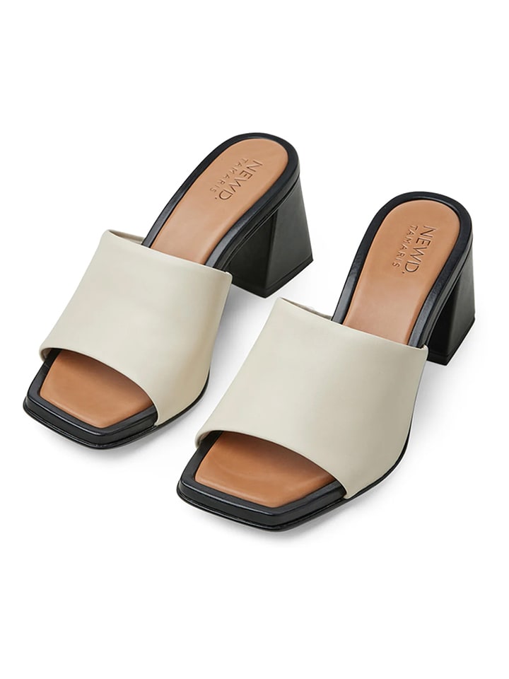 Tamaris Skórzane klapki w kolorze kremowym rozmiar: 40