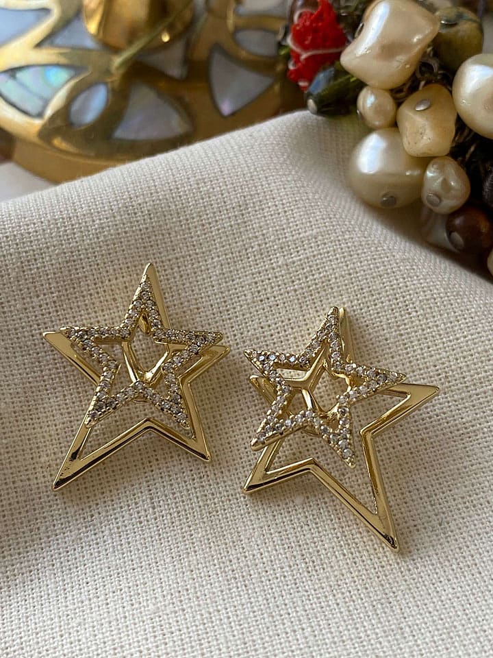 Luseera Pozłacane kolczyki-wkrętki z cyrkoniami rozmiar: onesize