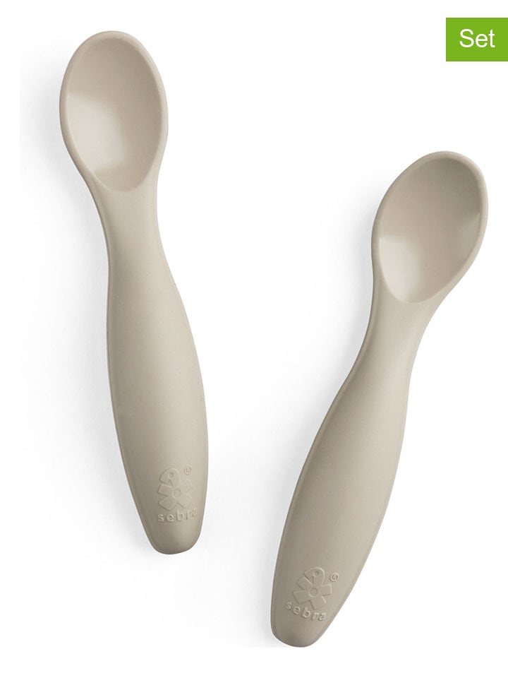 Sebra Silikonowe łyżki (2 szt.) w kolorze beżowym - 12 cm rozmiar: onesize