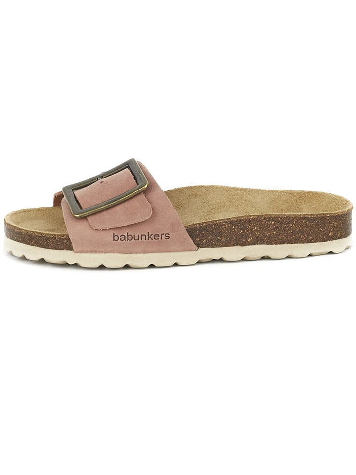 BABUNKERS Family Skórzane klapki w kolorze jasnoróżowym rozmiar: 41