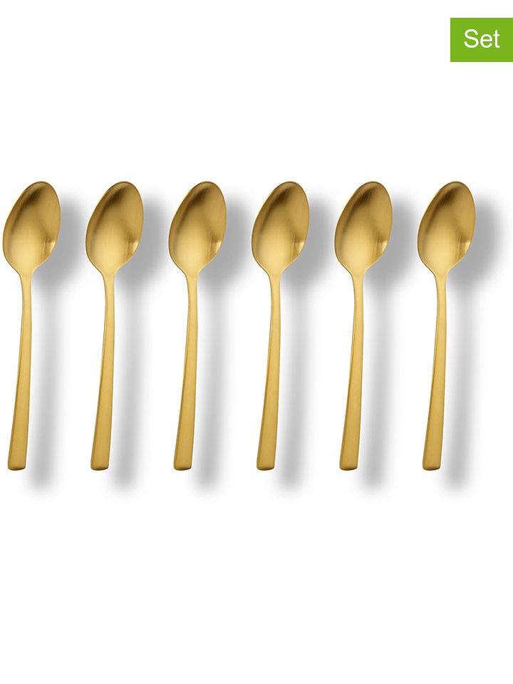 Echtwerk Łyżeczki (6 szt.) "Avelino" w kolorze złotym - dł. 14 cm rozmiar: onesize