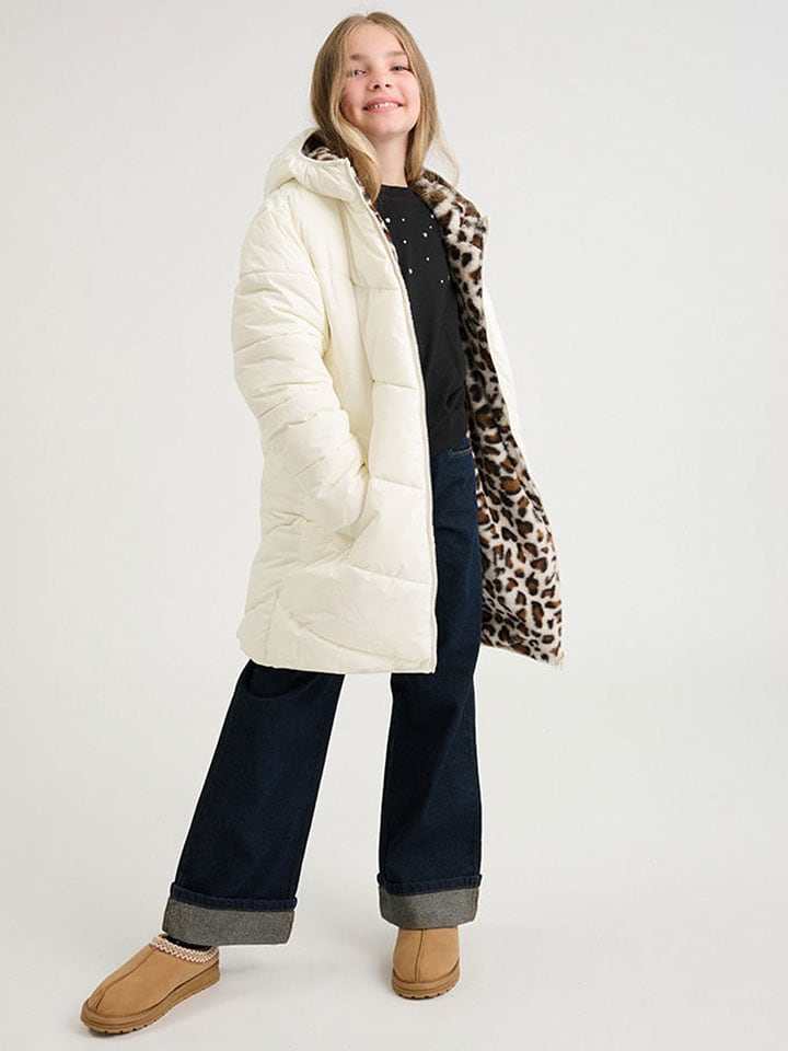 COOL CLUB Dwustronny płaszcz w kolorze kremowym rozmiar: 158