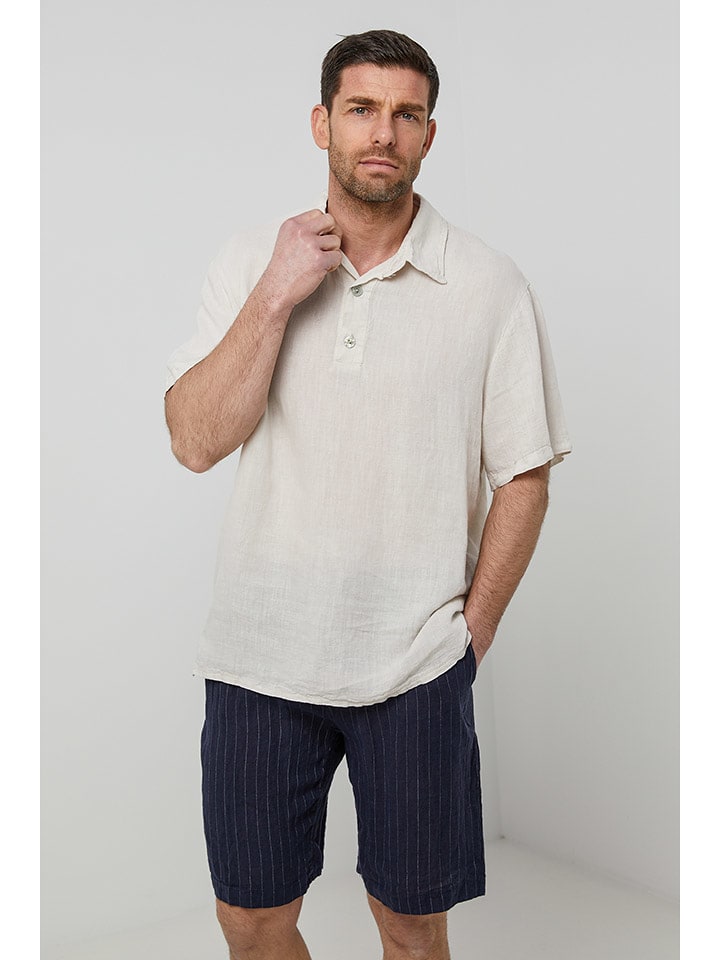 Rodier Lin Lniana koszulka polo w kolorze kremowym rozmiar: M/L