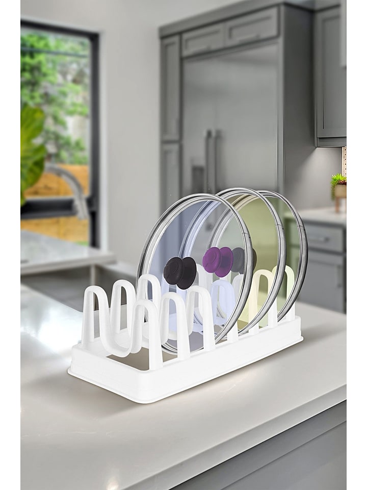 Violeta Home Uchwyt w kolorze białym na pokrywki - 35,5 x 12 x 17,5 cm rozmiar: onesize