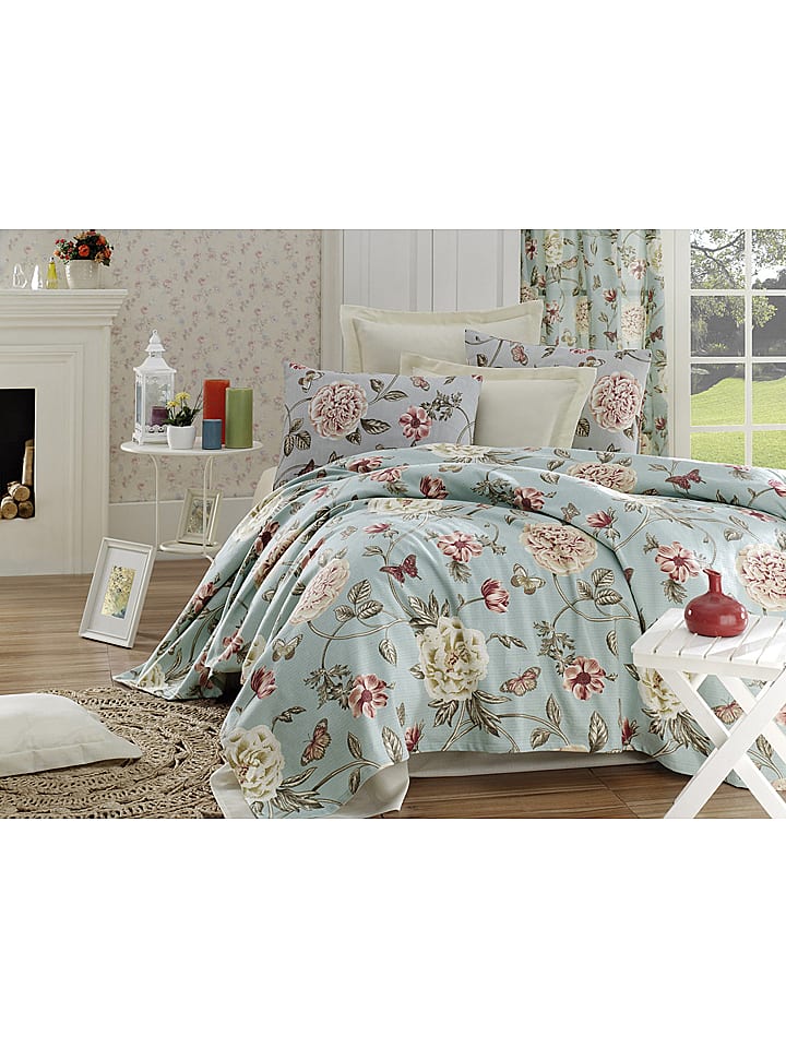 Elizabed Narzuta w kolorze błękitnym ze wzorem rozmiar: 135x200 cm