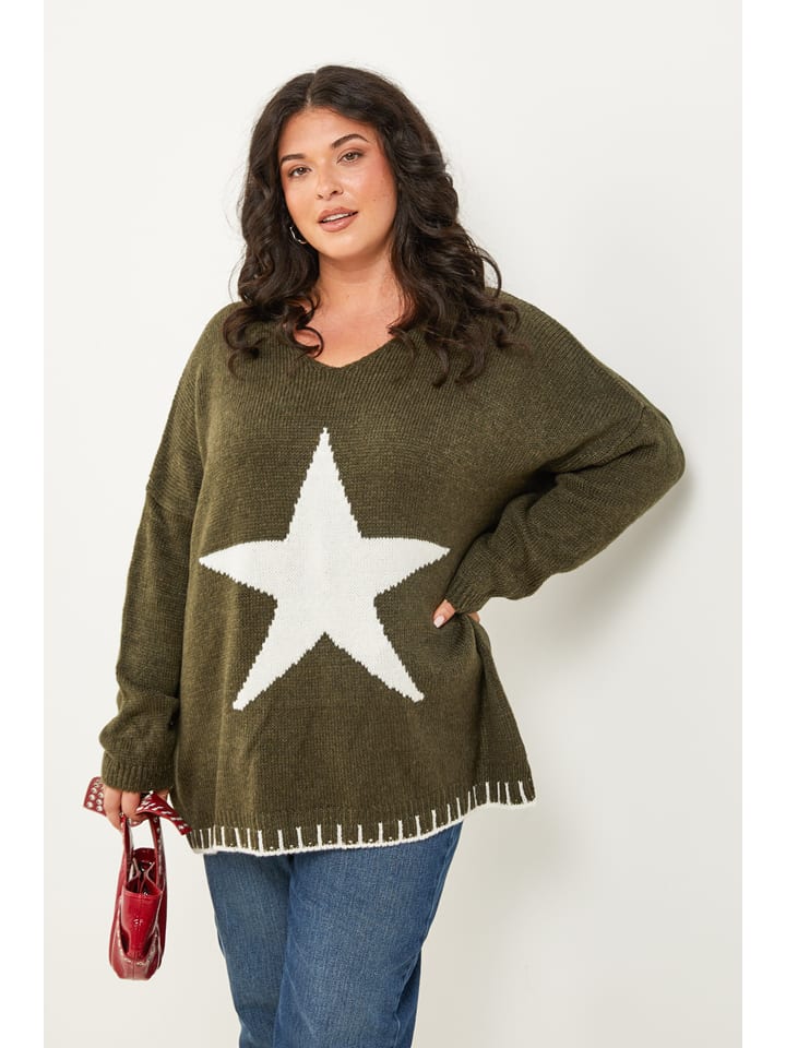 Curvy Lady Sweter w kolorze khaki rozmiar: 44/46