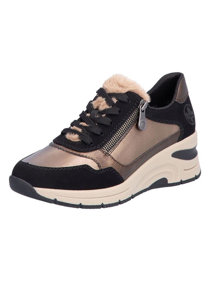 rieker Sneakersy w kolorze złoto-jasnobrązowym na koturnie rozmiar: 39