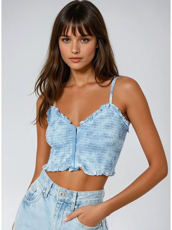 Weekday Top w kolorze błękitnym rozmiar: S