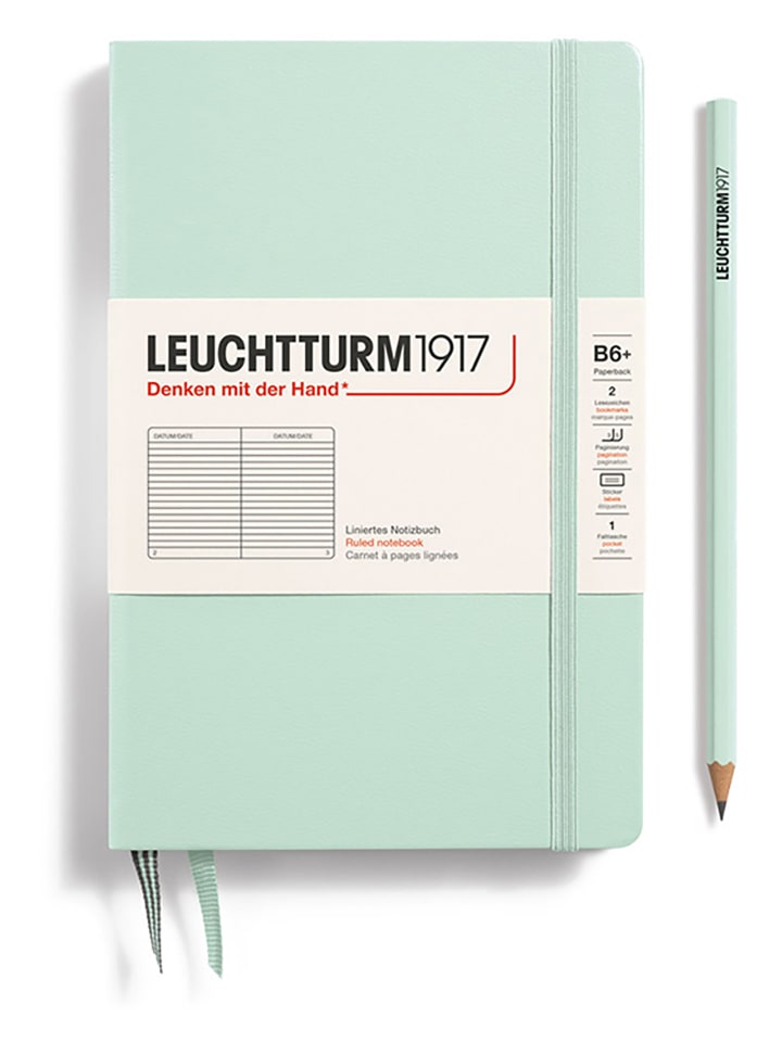 LEUCHTTURM1917 Notatnik w kolorze miętowym w linie - B6+ rozmiar: onesize