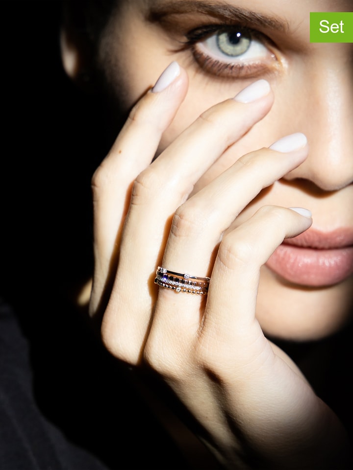 DIAMANTA Złote pierścionki (4 szt.) "Harmonie" z diamentami rozmiar: 60