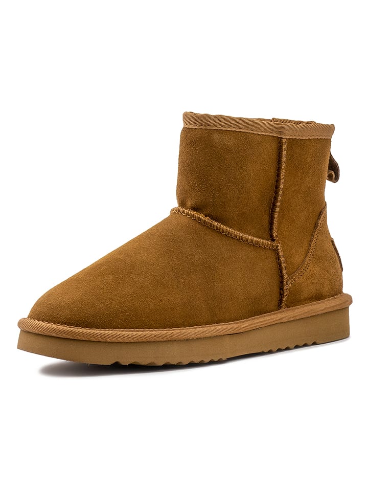 natural world Skórzane botki zimowe w kolorze jasnobrązowym rozmiar: 37