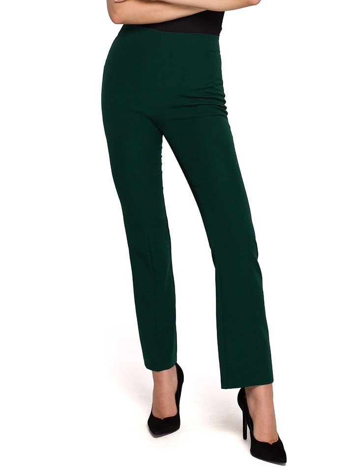 Makover Spodnie w kolorze ciemnozielonym rozmiar: XL