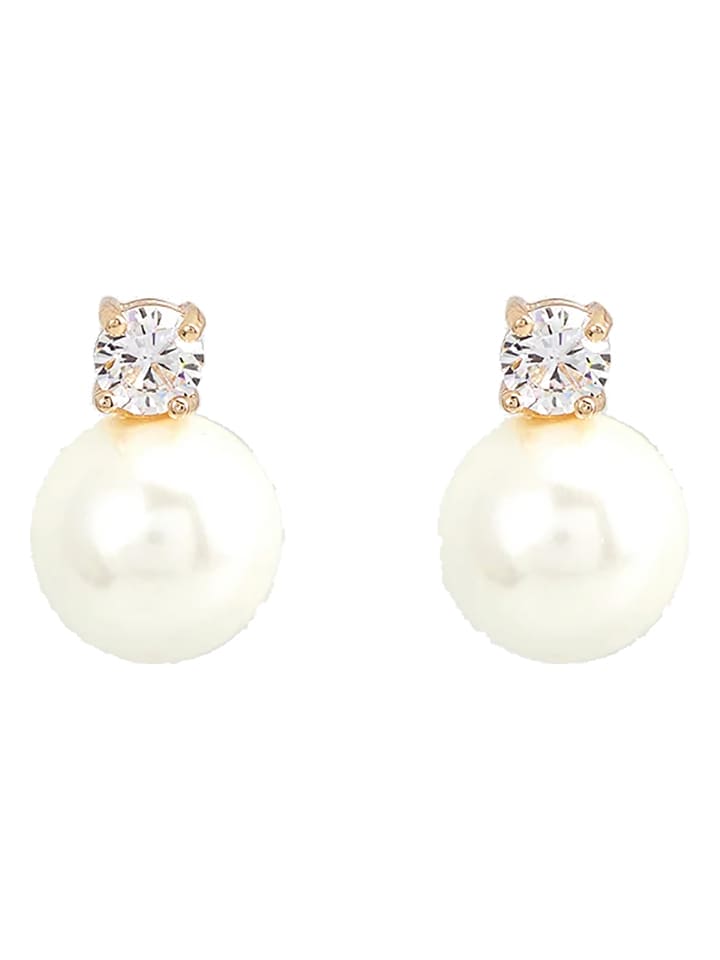 U.S. Polo Assn. Pozłacane kolczyki-wkrętki z kryształami i perłami rozmiar: onesize