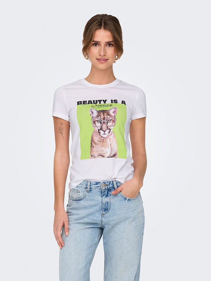 ONLY Koszulka w kolorze białym rozmiar: M