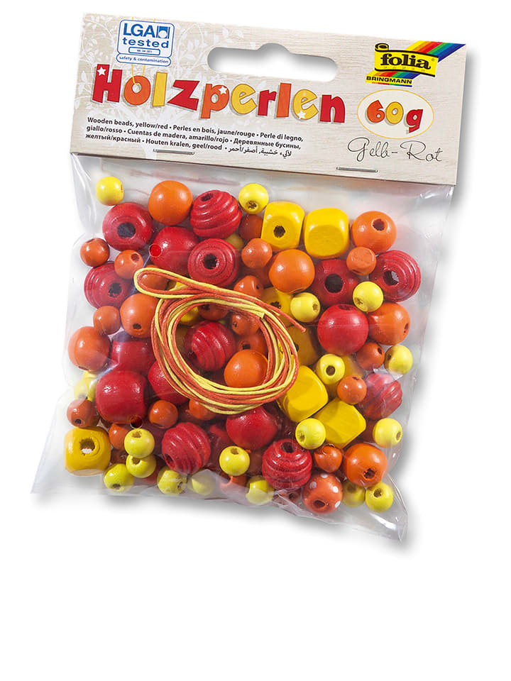 folia PAPER Drewniane koraliki w kolorze czerwonym, żółtym i pomarańczowym - 60 g rozmiar: onesize