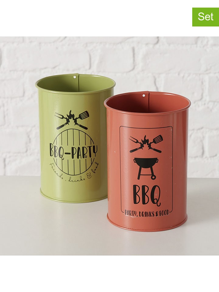 Boltze Uchwyty (2 szt.) w kolorze zielono-czerwonym na przybory - wys. 15 x Ø 10,5 cm rozmiar: onesize