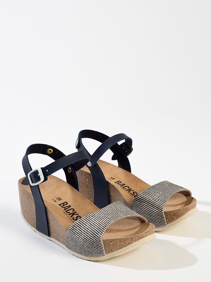 BACKSUN Sandały "Hongkong" w kolorze granatowo-szarym na koturnie rozmiar: 38