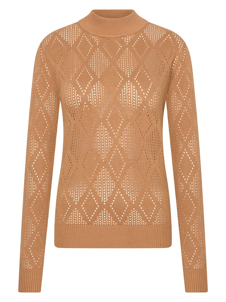 4funkyflavours Sweter "San-Ho_Zay" w kolorze jasnobrązowym rozmiar: L