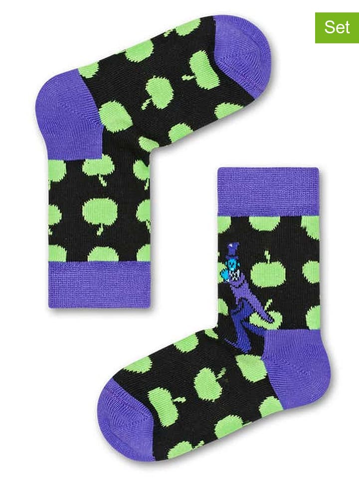 Happy Socks Skarpety (2 pary) w kolorze czarno-fioletowym rozmiar: 24-26