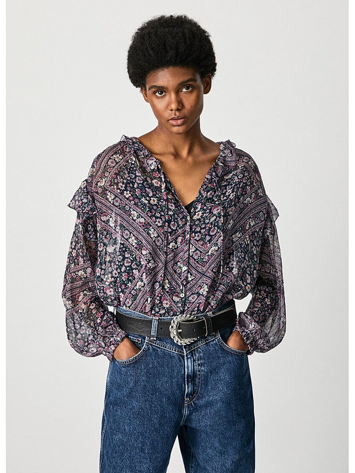 Pepe Jeans Bluzka "Lexy" w kolorze fioletowym ze wzorem rozmiar: S