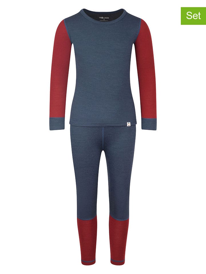 Trollkids 2-częściowy zestaw bielizny funkcyjnej "Merino" w kolorze granatowym rozmiar: 152