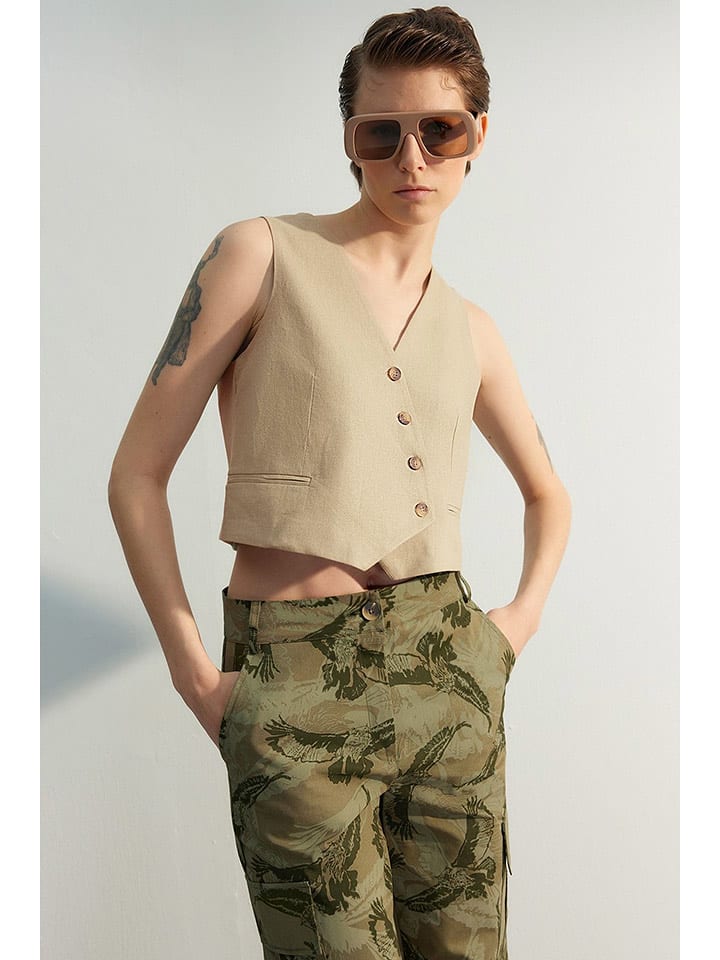 trendyol Kamizelka w kolorze beżowym rozmiar: 38