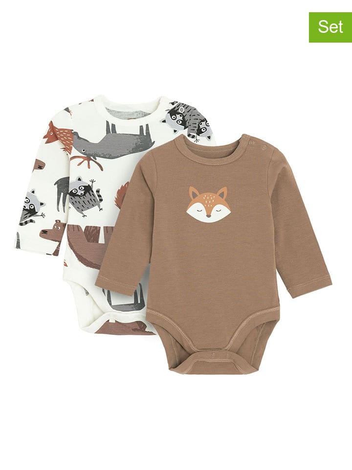 COOL CLUB Body (2 szt.) w kolorze biało-jasnobrązowym rozmiar: 80