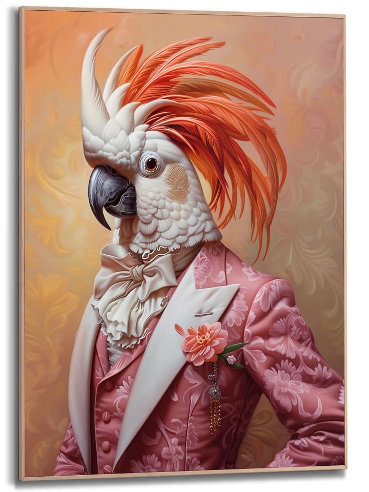 Orangewallz Druk artystyczny "Cockatoo Portrait" w ramce rozmiar: 50x70 cm