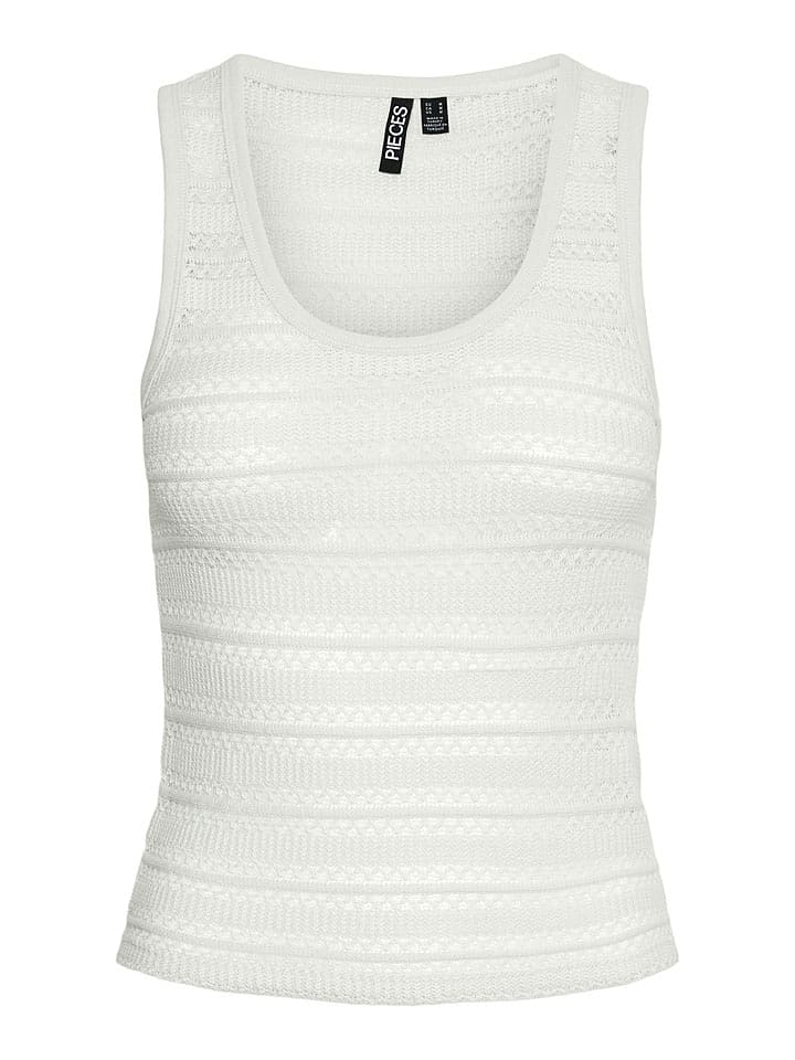 Pieces Top "Agda" w kolorze białym rozmiar: XS