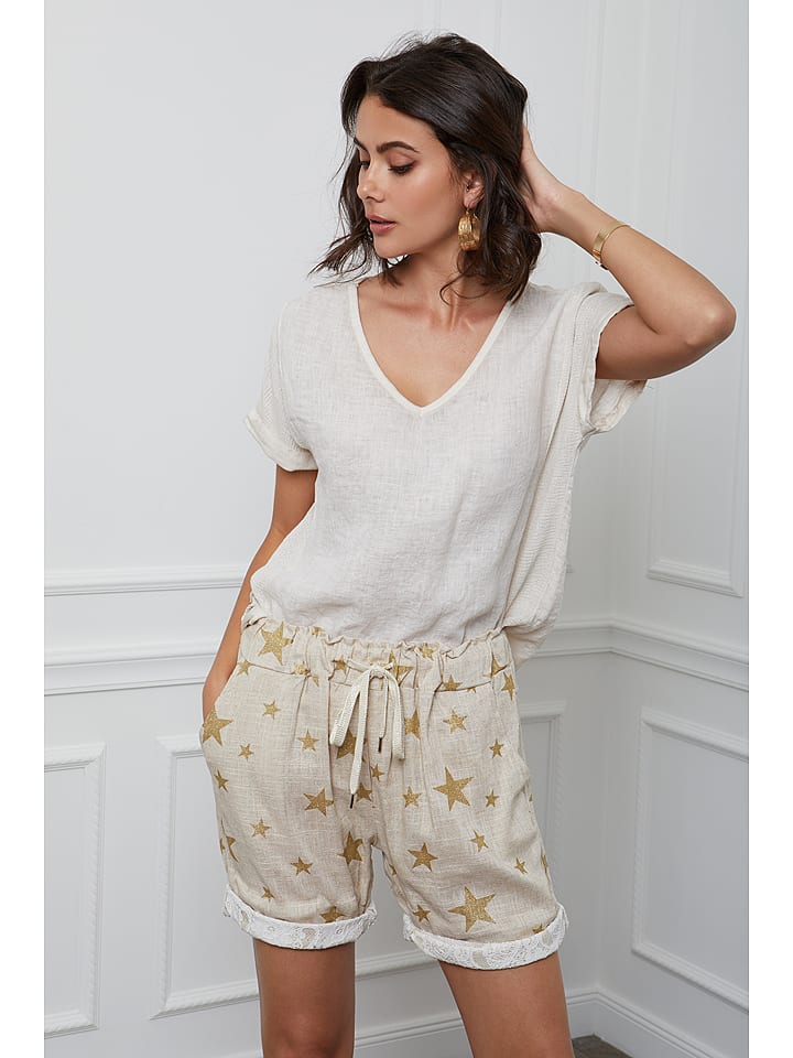 Fleur de Lin Lniana koszulka "Fabius" w kolorze beżowym rozmiar: S