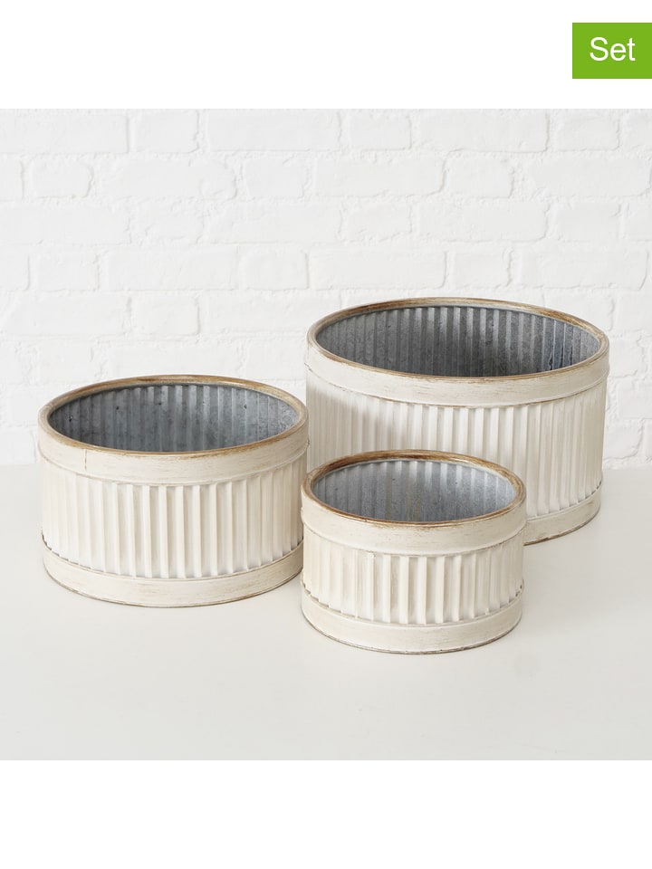 Boltze Osłonki (3 szt.) "Jordan" w kolorze kremowym na doniczkę rozmiar: onesize