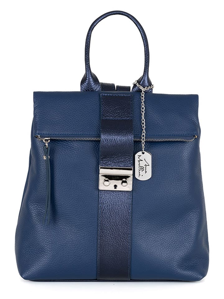 Anna Morellini Skórzany plecak "Azalea" w kolorze granatowym - 30 x 31 x 11 cm rozmiar: onesize