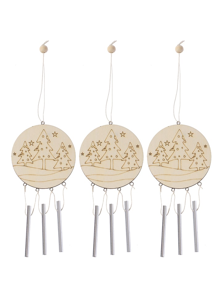 SUNNYSUE Dzwonki (3 szt.) "z zimową sceną" w kolorze beżowym rozmiar: onesize