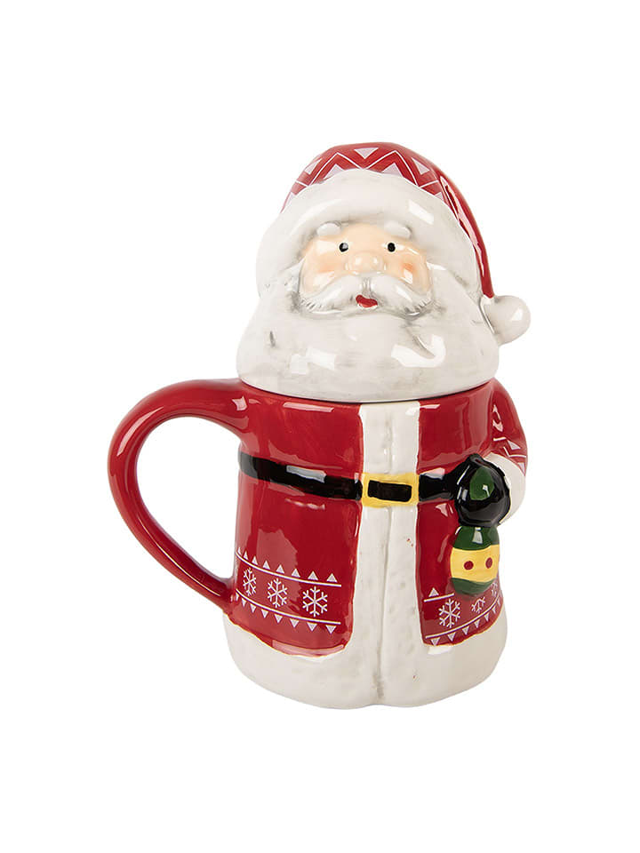 Clayre & Eef Kubek jumbo w kolorze czerwono-białym - 450 ml rozmiar: onesize