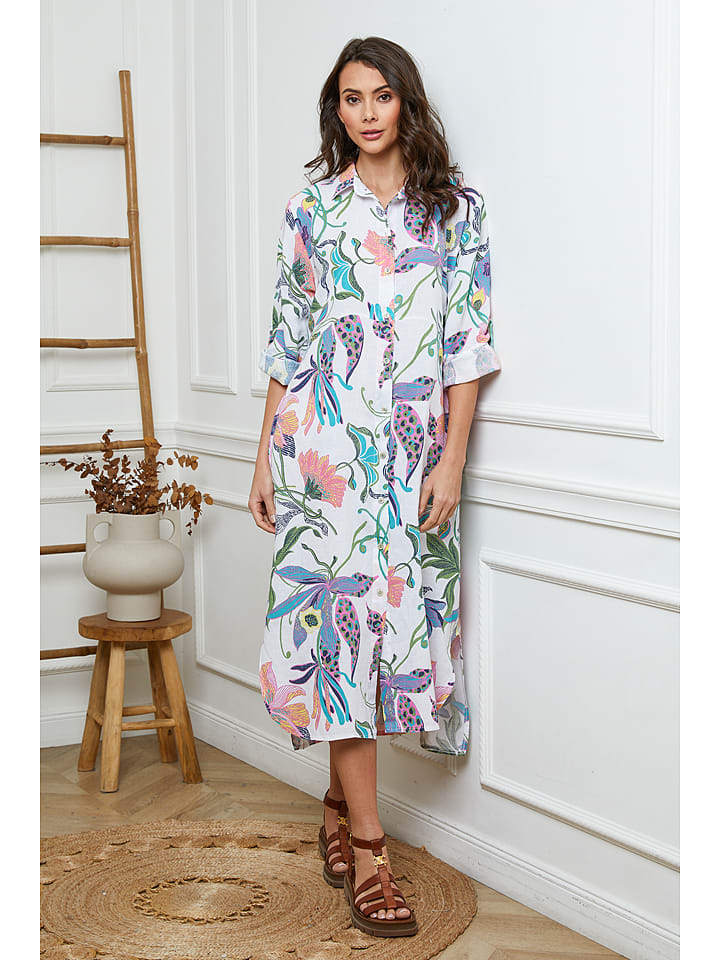 Fleur de Lin Lniana sukienka w kolorze białym rozmiar: M