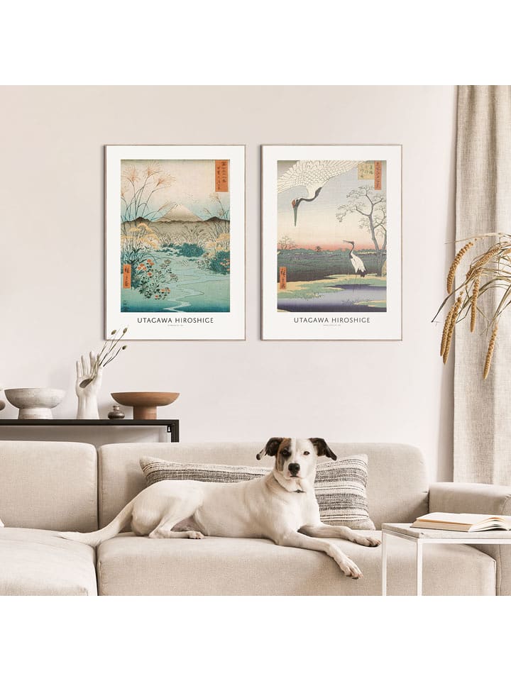 Orangewallz Druki artystyczne (2 szt.) "Utagawa Hiroshige" w ramce rozmiar: 50x70 cm
