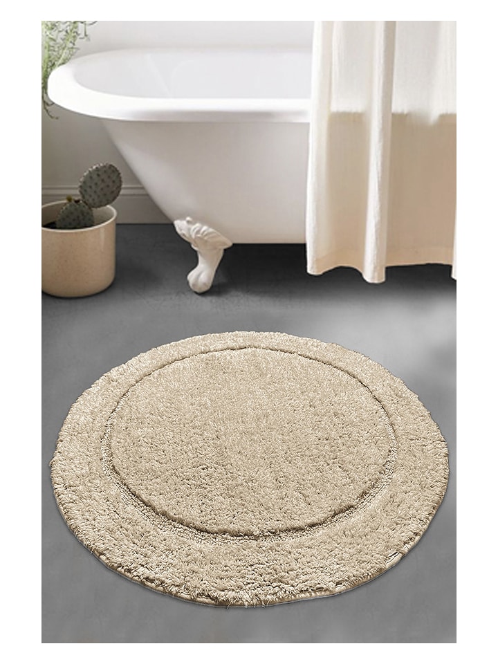 Colorful Cotton Dywanik łazienkowy w kolorze beżowym rozmiar: 90x90 cm