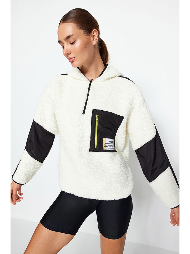 trendyol Bluza polarowa w kolorze kremowo-czarnym rozmiar: S
