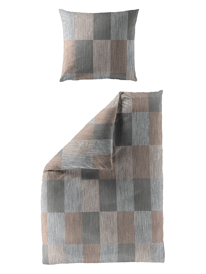 Bierbaum Komplet pościeli flanelowej w kolorze szarym rozmiar: 155x220 cm