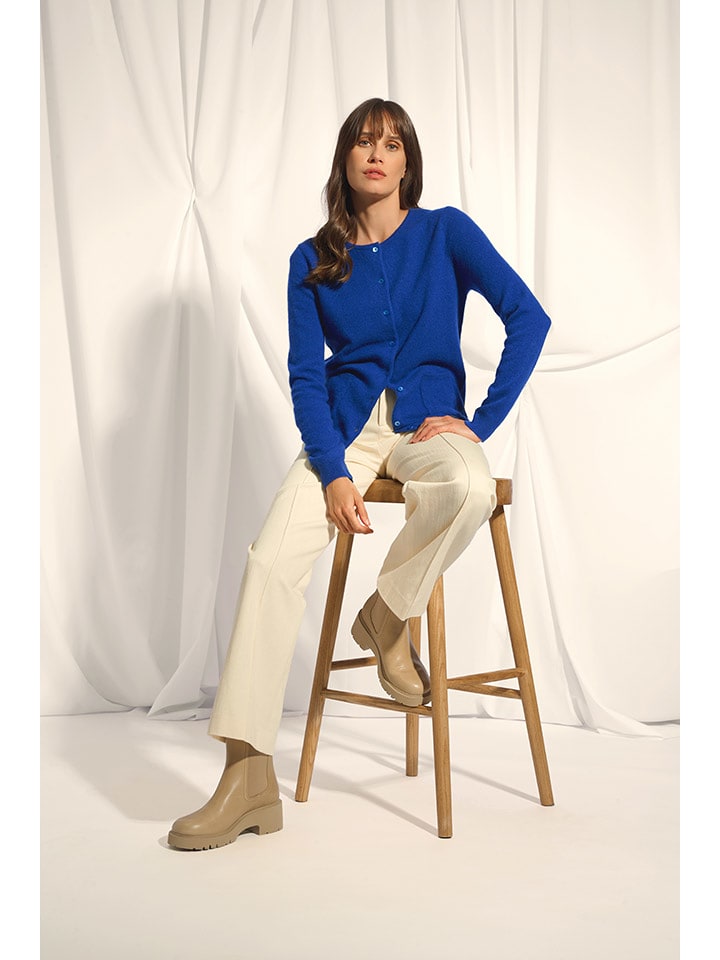 Just Cashmere Kaszmirowy kardigan "Katharine" w kolorze niebieskim rozmiar: XL