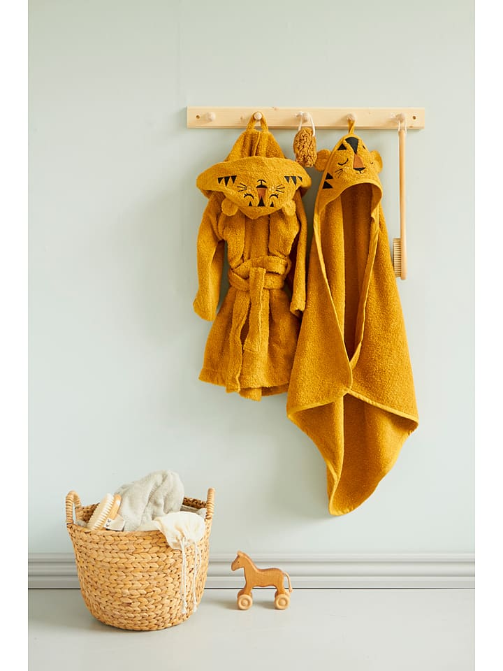 roommate Ręcznik "Tiger" w kolorze musztardowym z kapturem - 72 x 72 cm rozmiar: onesize