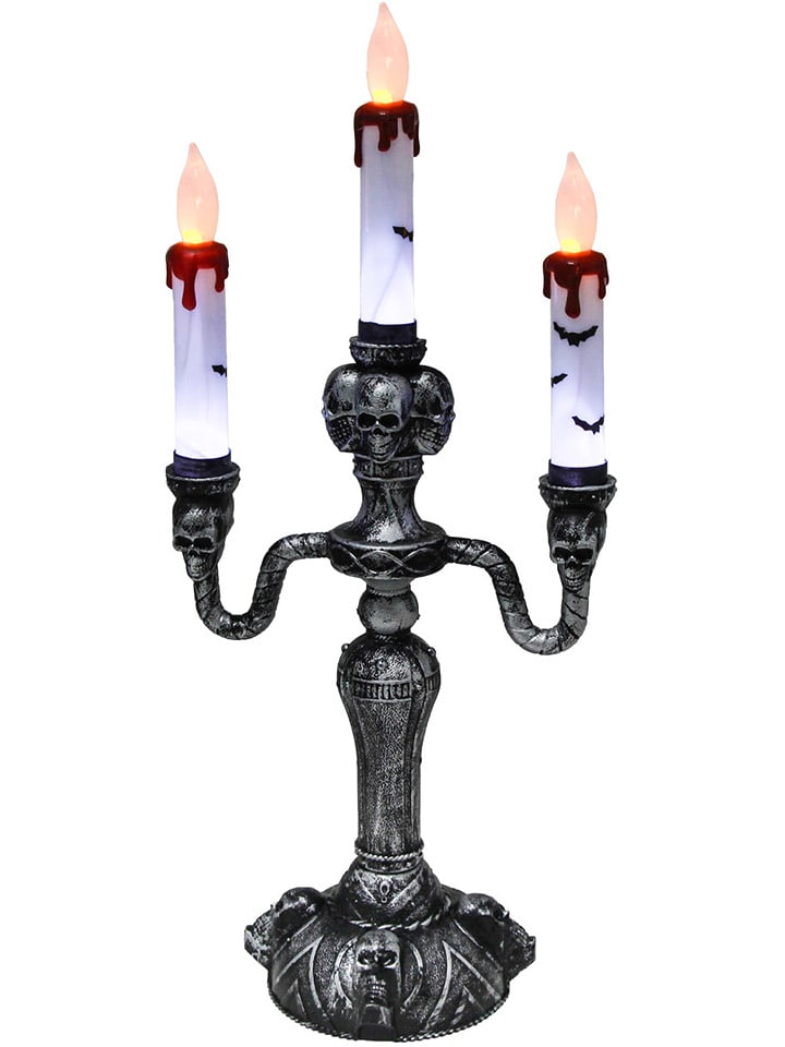 CHAKS Świecznik LED w kolorze czarno-białym - wys. 40 cm rozmiar: onesize