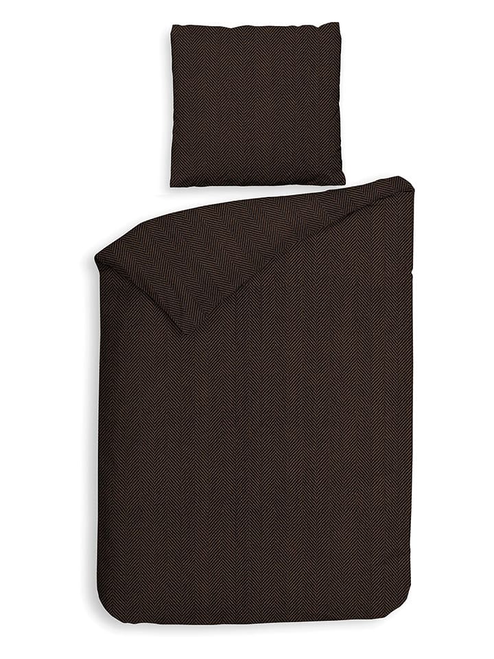 HNL Komplet pościeli flanelowej "Spina" w kolorze brązowym rozmiar: 135x200 cm