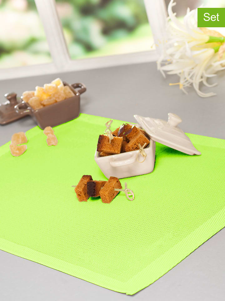 Calitex Podkładki stołowe (4 szt.) "Doran" w kolorze zielonym rozmiar: 45x30 cm