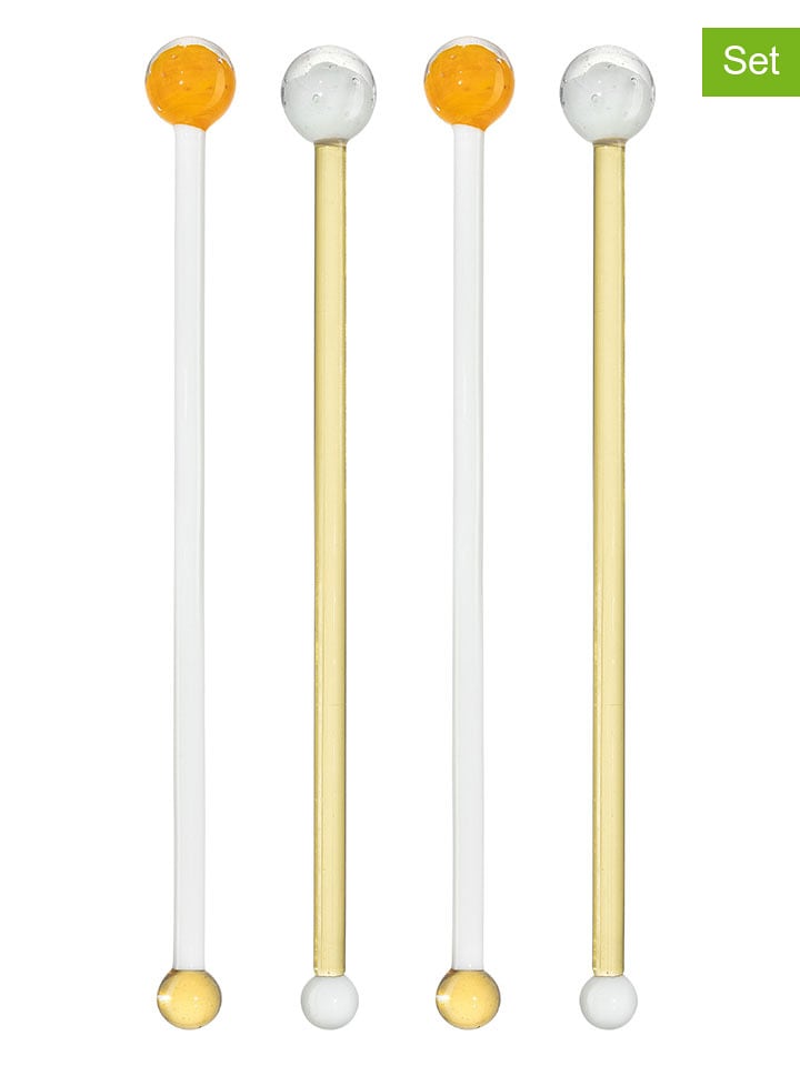 LEONARDO Mieszadełka (4 szt.) "Poesia" w kolorze pomarańczowo-białym - dł. 21,3 cm rozmiar: onesize