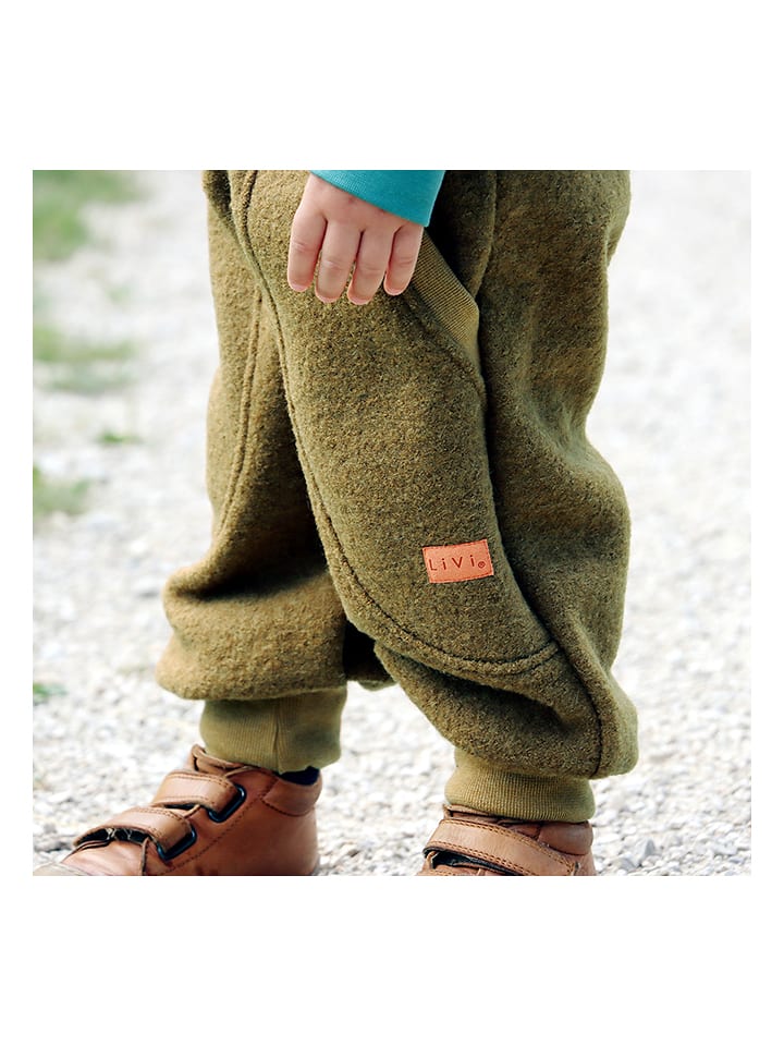 LiVi Wełniany jogger "Streetstyle khaki" w kolorze khaki rozmiar: 80/86