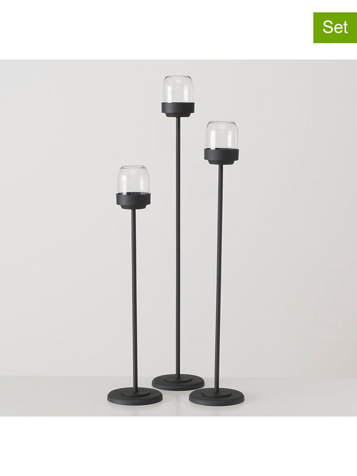 Boltze Świeczniki (3 szt.) "Senza" w kolorze czarnym rozmiar: onesize