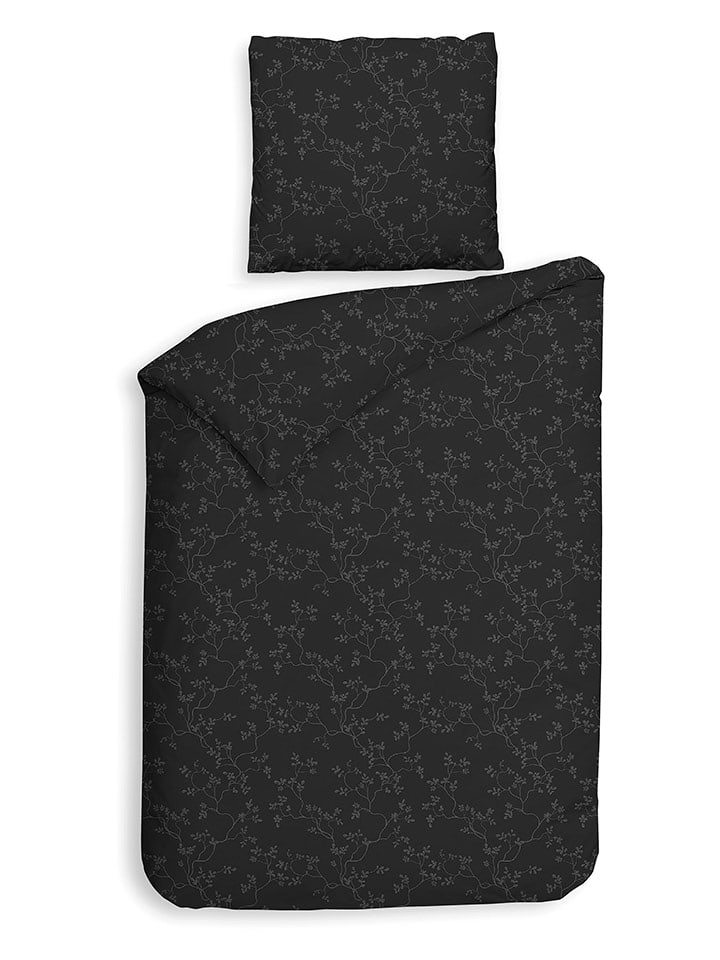 HNL Komplet pościeli flanelowej "Alloro" w kolorze antracytowym rozmiar: 155x220 cm