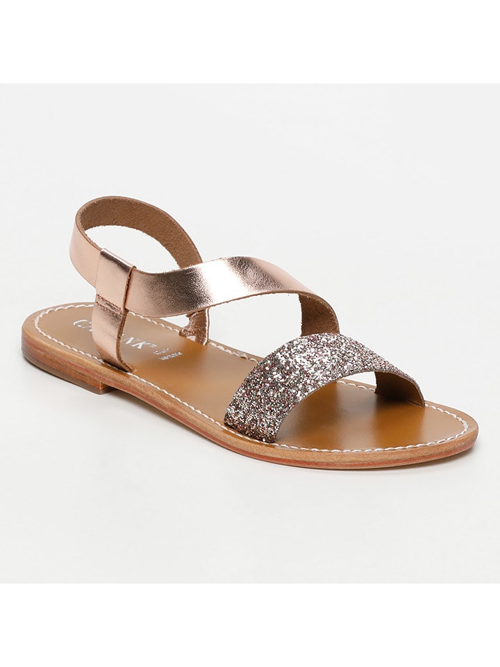 CALANK Skórzane sandały w kolorze różowozłotym rozmiar: 37